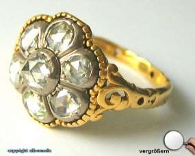 Diamantring Goldring Ringe 18Kt 750 Gold Antik Antike Biedermeier 