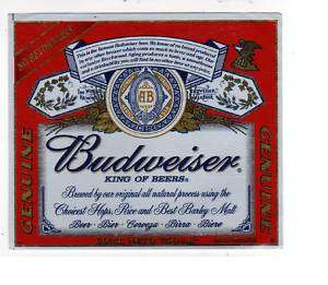 BUDWEISER BEER CERVEZA LABEL 750 cm3 ARGENTINA  