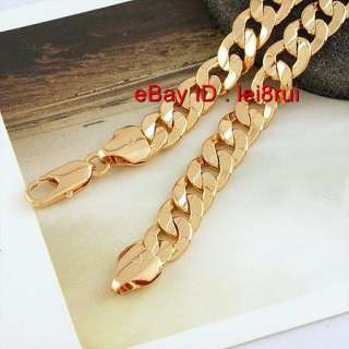 18k yellow gold filled mens necklace curb chain link 500mm 7mm width 
