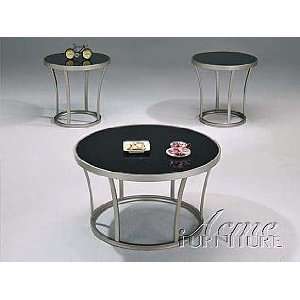 Acme Furniture Metal and Glass Top Occasional Table 3 piece 01900 Set