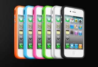 Apple iPhone 4 4S Custodia Cover Flessibile Bumper Bianco Nero Rosa 