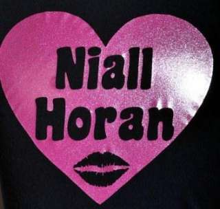 LOVE NIALL HORAN~ONE DIRECTION/1D BLACK KIDS T SHIRT with PINK GLITTER 