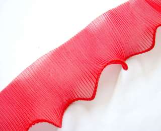 C261 2 Red Ruffle Lace Edge Fringe Trim x 10 Meter  