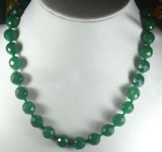 Stunning12mm Green Faceted Emerald Round Necklace 18  