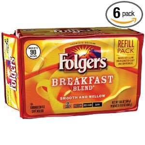Folgers Breakfast Blend Ground Coffee, 10.8 Ounce Refill Packs (Pack 