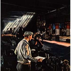  1938 Print Inland Steel Mill Coiling Machine Ribbon Pig 