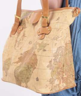 Womens World Map Print Shoulder Bag Handbag Purse  