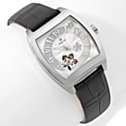   Flower Black and White Automatic Watch with Leather Strap 