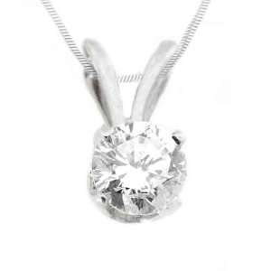   : 14k White Gold Round Solitaire Diamond Pendant .50 Carats: Jewelry