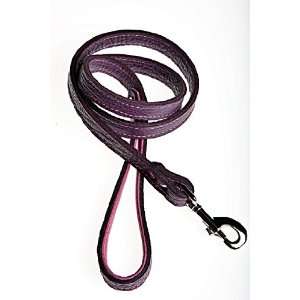 Purple Bison Leather Dog Lead Lined w/ Soft, Hot Pink Elk Leather   3 