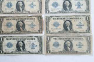 LOT (8) 1923 $1.00 LARGE BLUE SEAL SILVER CERTIFICATES (#OCA303 