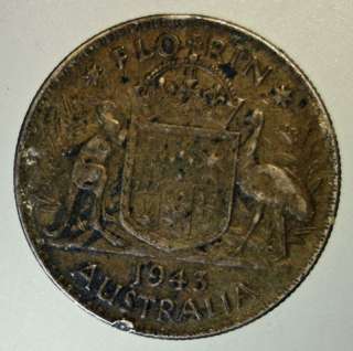 1943 AUSTRALIAN FLORIN SILVER COIN  