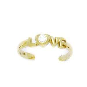 14k Yellow Gold CZ Adjustable Love Body Jewelry Toe Ring   JewelryWeb