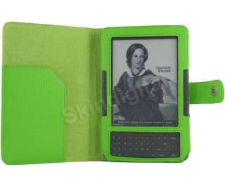 For  Kindle 3 WiFi 3G Green Leather Case Cover  