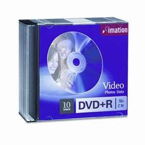  IMATION DVD+R Discs 4.7GB 16x W/Slim Jewel Cases Silver 10 