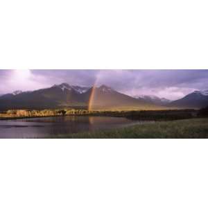  Double Rainbow over Mountain Range, Alberta, Canada by 