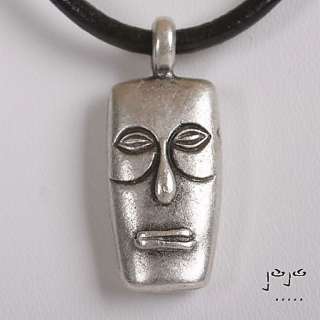 Mens Pewter African Mask Surfer Leather Necklace  