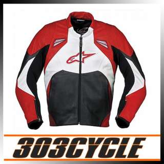 Alpinestars SMK Leather Motorcycle Jacket Red / White / Black CLOSEOUT 