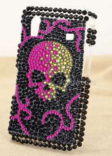 Amaranth skull bling case fits Samsung Galaxy Ace S5830  