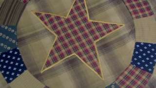 Primitive Country Americana Navy Red Tan Star Patriotic Patch Table 