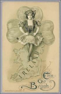 Schmucker St Patricks Day Girl Irish Ireland Map Postcard  