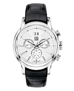   Swiss Chronograph Quest Black Croc Embossed Leather Strap 07301230