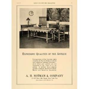  1919 Ad Notman Antique Furniture Lamp Table Chair Decor 