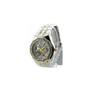 Womens Armitron Steel Automatic Crystal MOP Two Tone Watch 