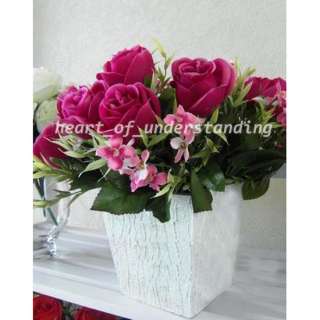   /13 Artificial Silk Rose 4 Flowers Wedding Bouquet Stems Arrangement