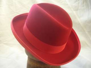 Vintage Homburg Fedora Hat Designer Collection, All Red  