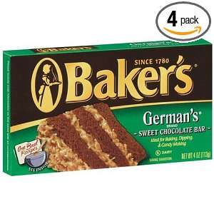 Bakers German Chocolate, 4 Ounce Bars (Pack of 4)  