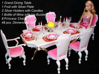 NEW 48 Pcs Princess Dinnerware Set for Barbie Dolls T13  