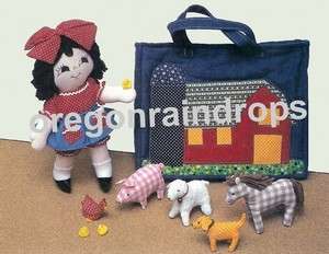 Stuffed Farm Girl, Animals & Barn Tote Pattern Vintage  