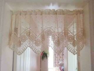 Beautiful Hand Crochet Cotton Café Curtain Beige  