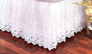 14 drop TWIN White Eyelet bedskirt with split corners  
