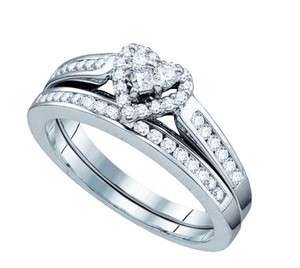   GOLD HEART DIAMOND BRIDAL ENGAGEMENT WEDDING BAND RING 0.50 CT  