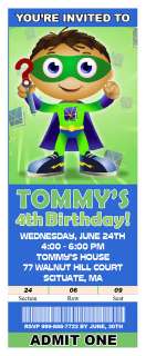10 Super Why Readers Personalized Ticket Invitations  