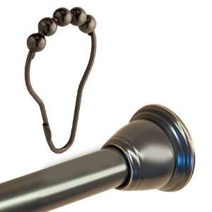  Bronze Adjustable Shower Rod with Matching Hooks
