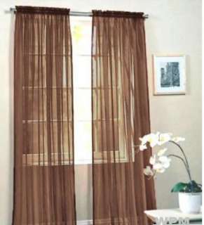   Sheer Voile Window Curtain Panel   Solid Dark Brown/Coffee NEW  