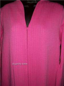 NWT CABERNET DOUBLE KNIT LONG ZIP FRONT ROBE HOT PINK S  