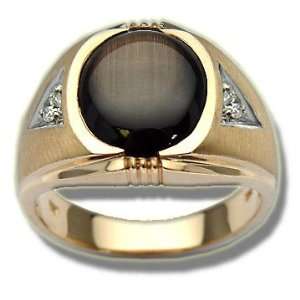  .14 ct 12X10 Oval Black Star Sapphire Mens Ring Jewelry