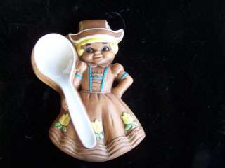 Vintage Twin Winton Dutch Girl Spoon Rest Calif Pottery  