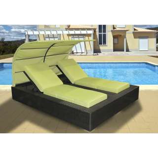 Wicker Patio Furniture Outdoor Dbl Chaise Lounge Chair Peridot  