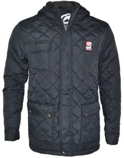 New ECKO UNLTD Mens Diamond Quilted Style Black Padded Hooded Jacket 
