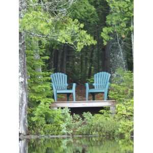 Two Chairs Sit at a Lakeside Camp, Moosehead Lake, Maine Photographic 