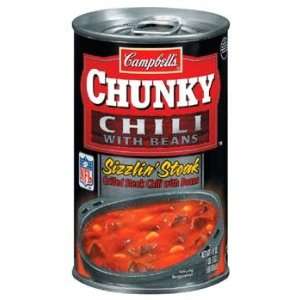 Campbells Chunky Sizzlin Steak Chili with Beans 19 oz (Pack of 12 