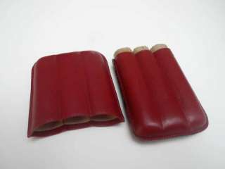 Cigar Travel Case Leather RED; For 3 Cigars C 021 Red  