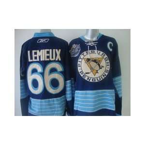  Lemieux #66 NHL Pittsburgh Penguins Navy Blue Hockey Jersey 