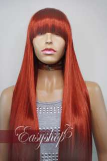 W182D Long Auburn Red Party Cosplay Wig Free Shipping  