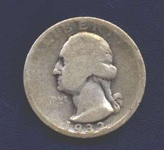 Old 1932 Denver Mint Key Date Washington Silver Quarter Dollar Coin 